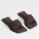 Topshop Eve woven flat sandal in chocolate
