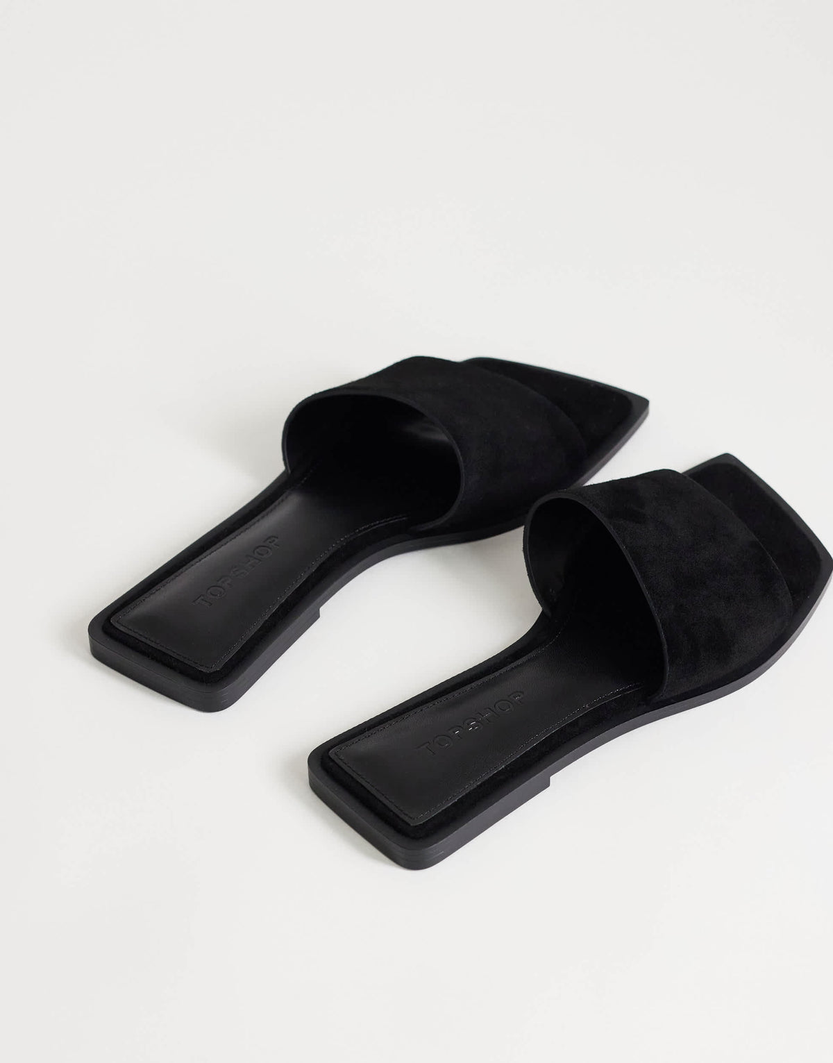 Topshop Sara real suede mule flat sandal in black