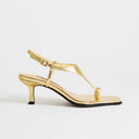 Topshop Selina tie up heeled sandal with toe loop in gold