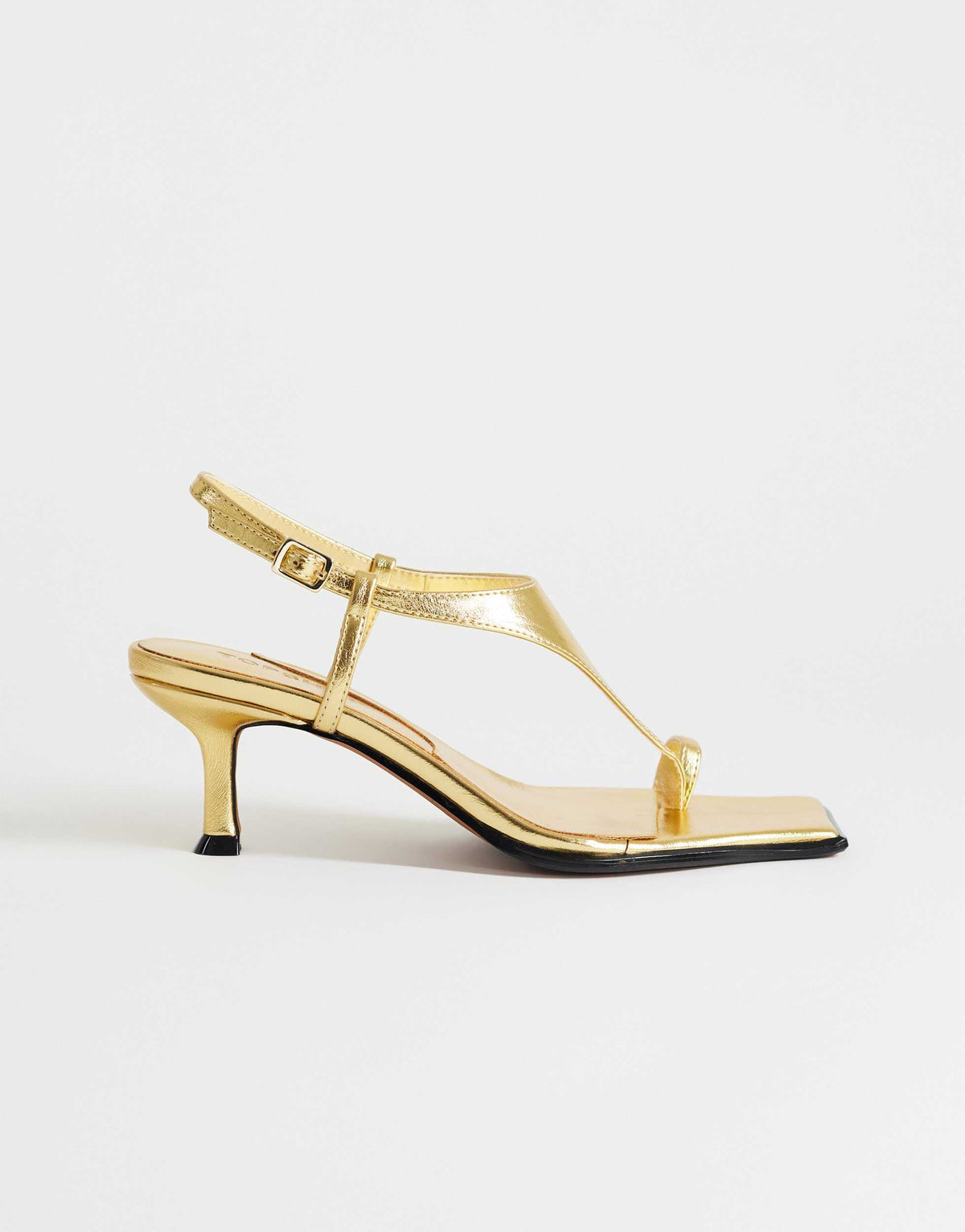 Topshop Selina tie up heeled sandal with toe loop in gold