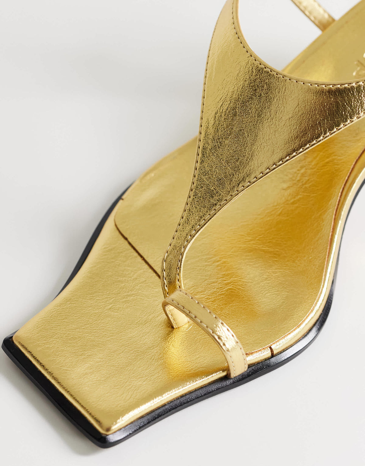 Topshop Selina tie up heeled sandal with toe loop in gold