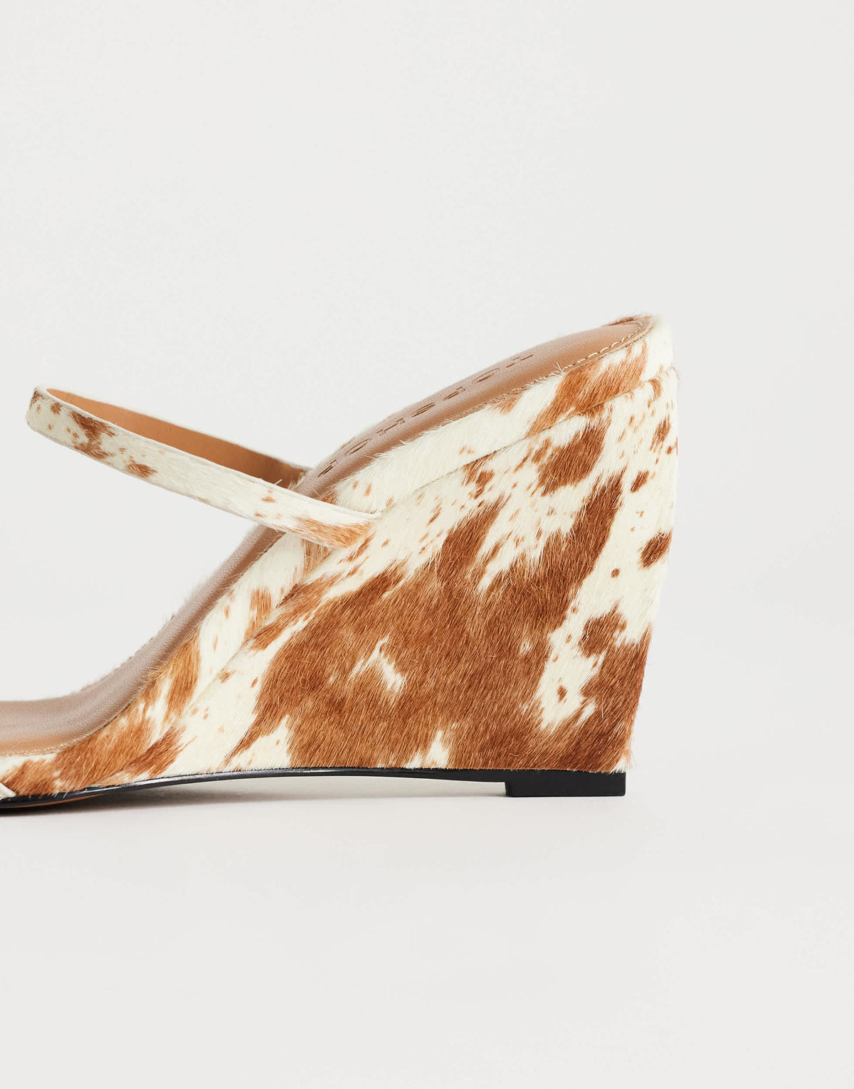 Topshop Abi strappy wedge high heel in cow print hair on real leather