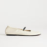 Topshop Bella leather round toe ballet flat in off white
