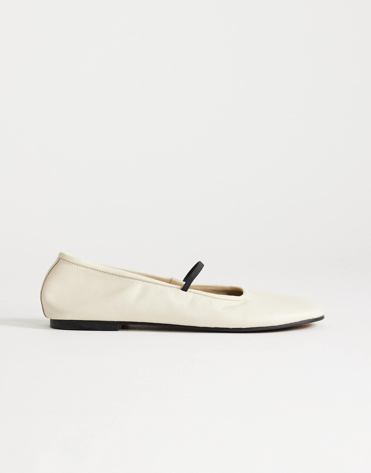 Topshop Bella leather round toe ballet flat in off white