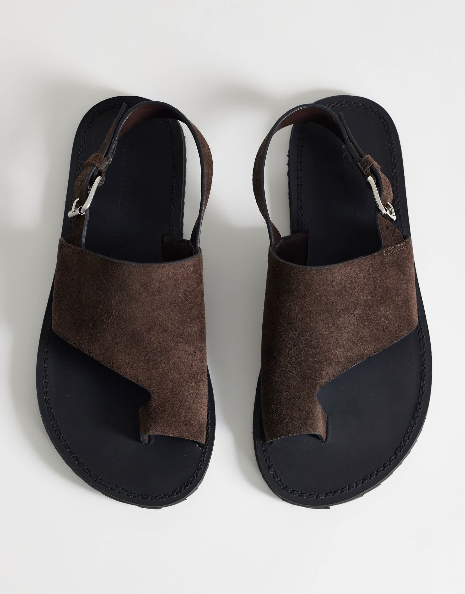 Topshop Ella leather toe loop sandal in chocolate 