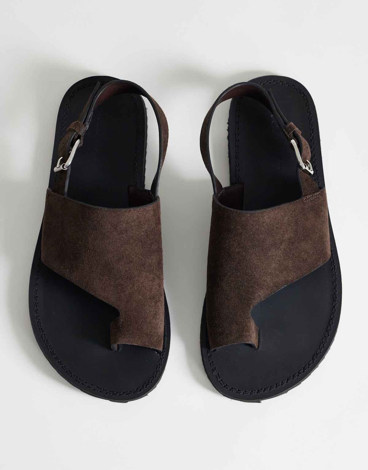 Topshop Ella leather toe loop sandal in chocolate 