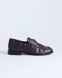 Topshop Brandi leather lace up shoe in chocolate