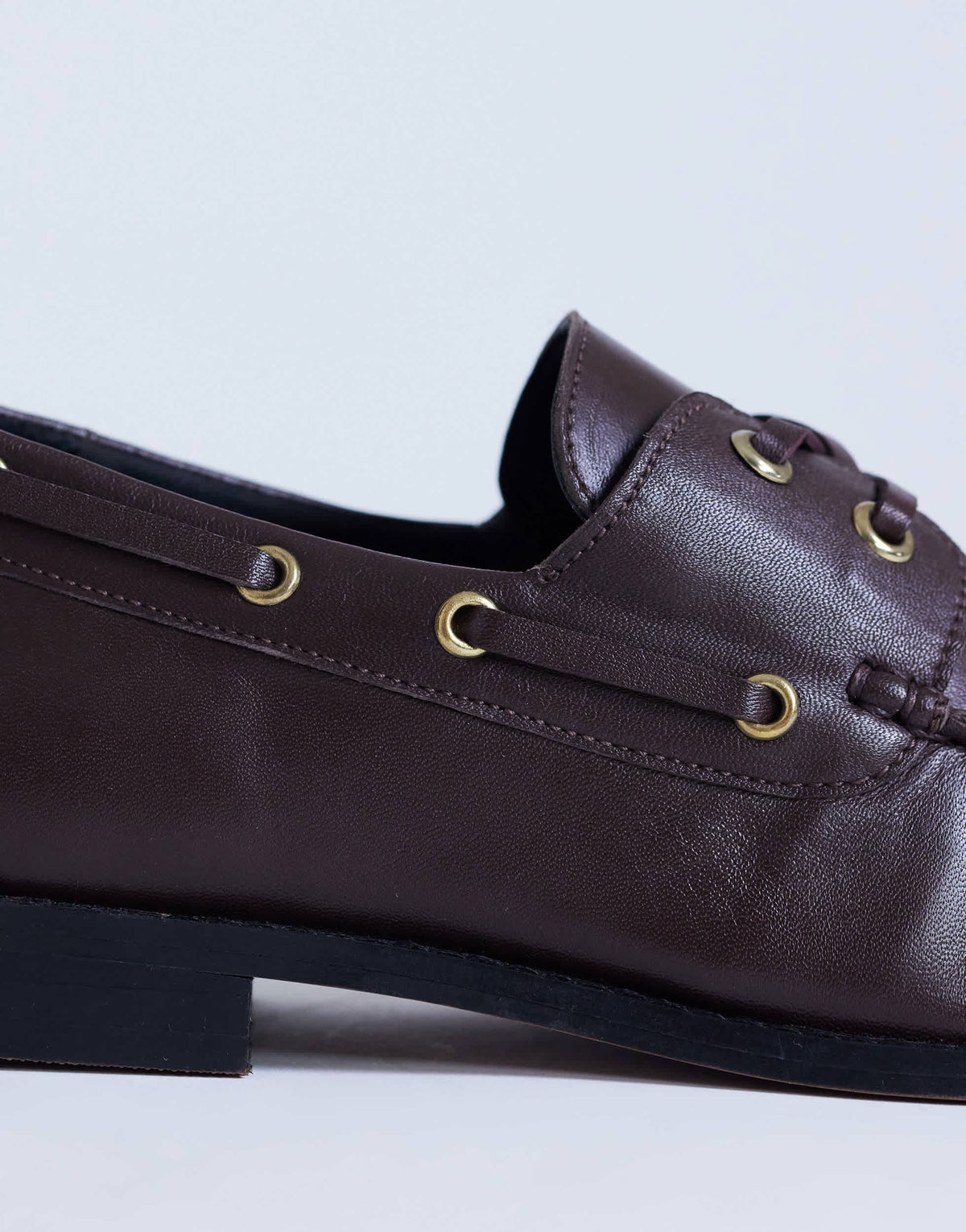 Topshop Brandi leather lace up shoe in chocolate