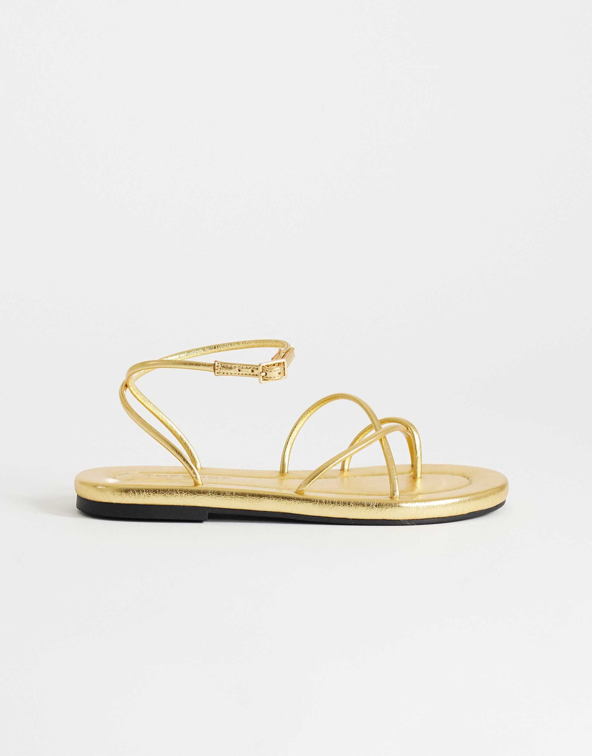 Topshop Emma strappy flat sandal in gold