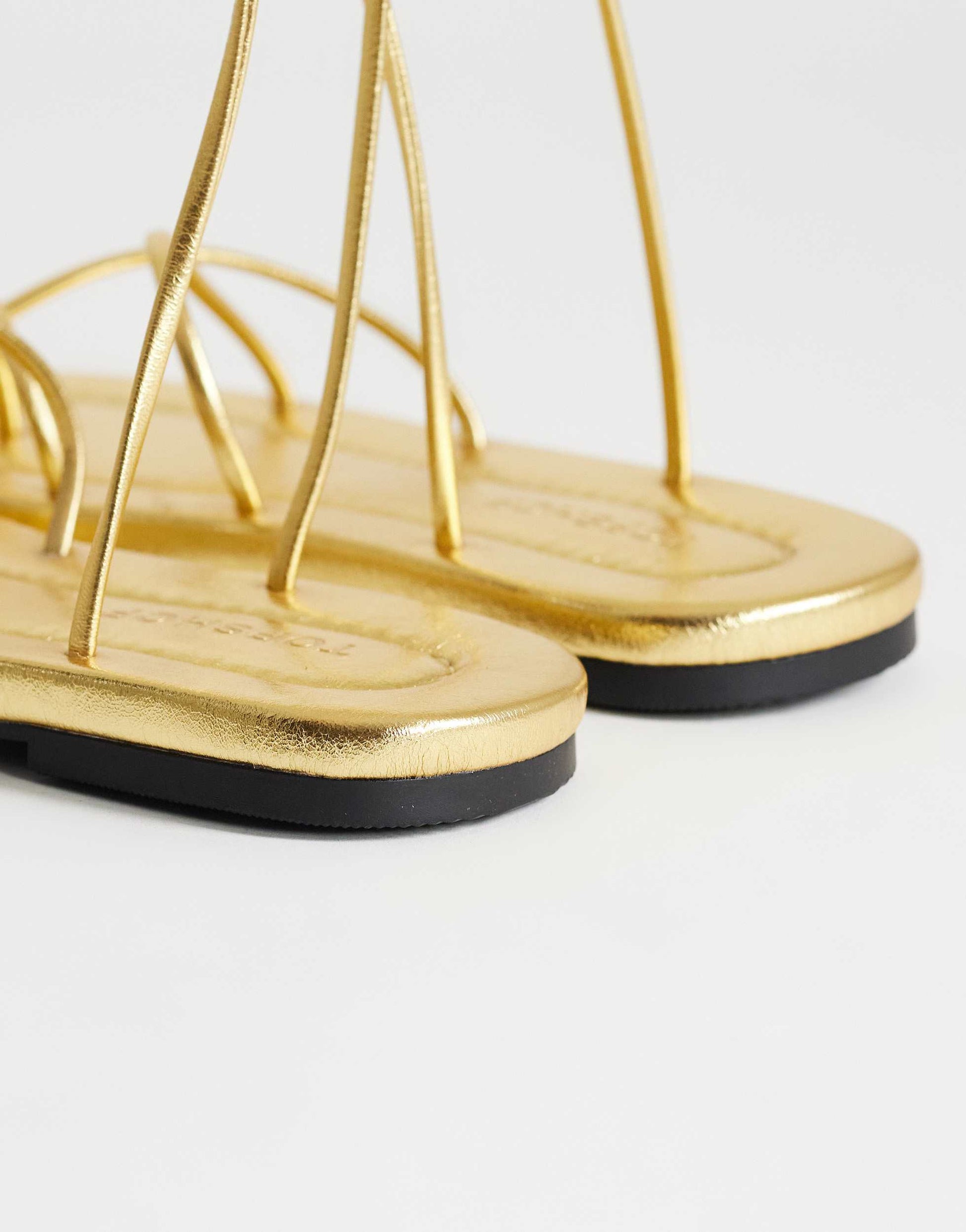 Topshop Emma strappy flat sandal in gold