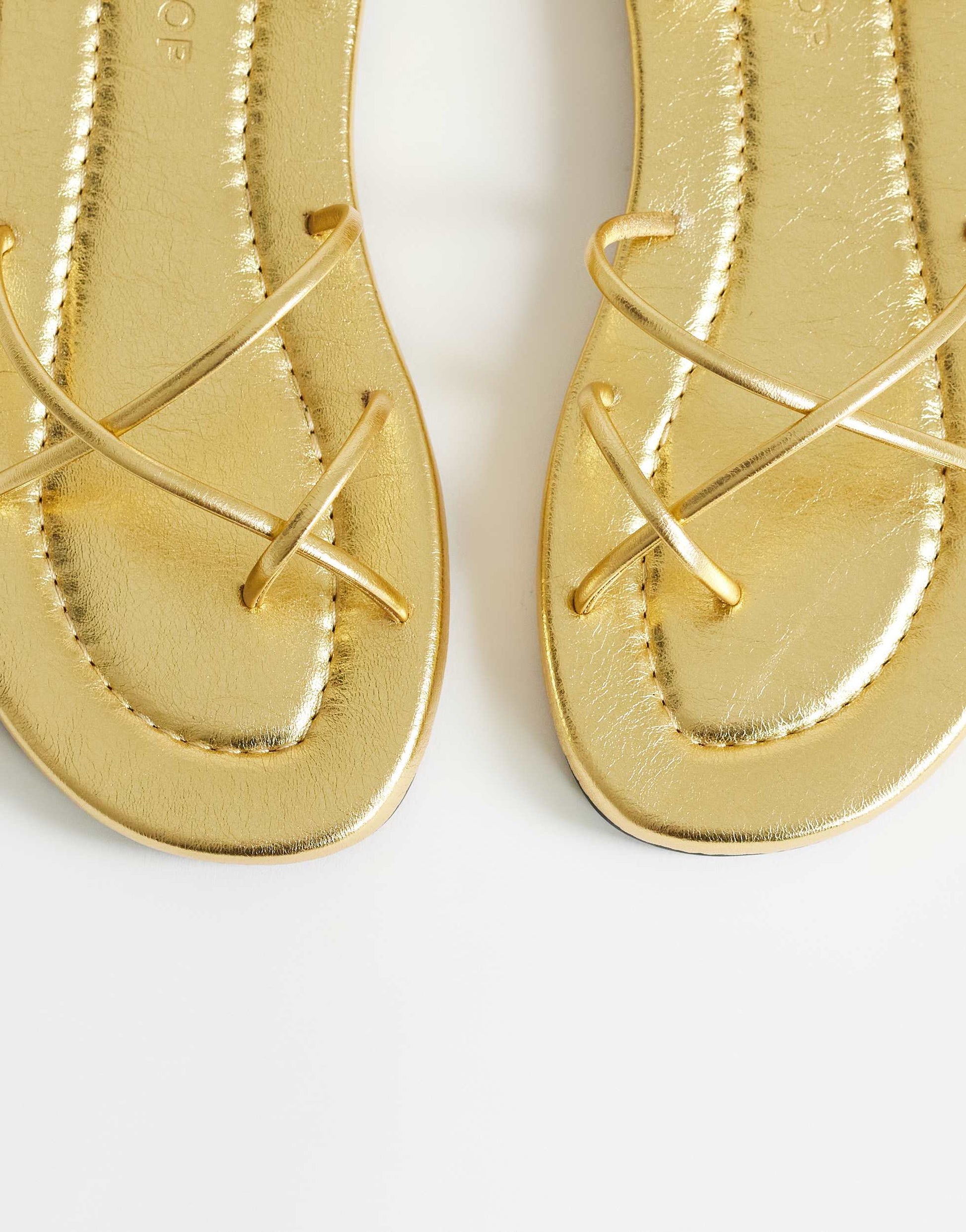 Topshop Emma strappy flat sandal in gold