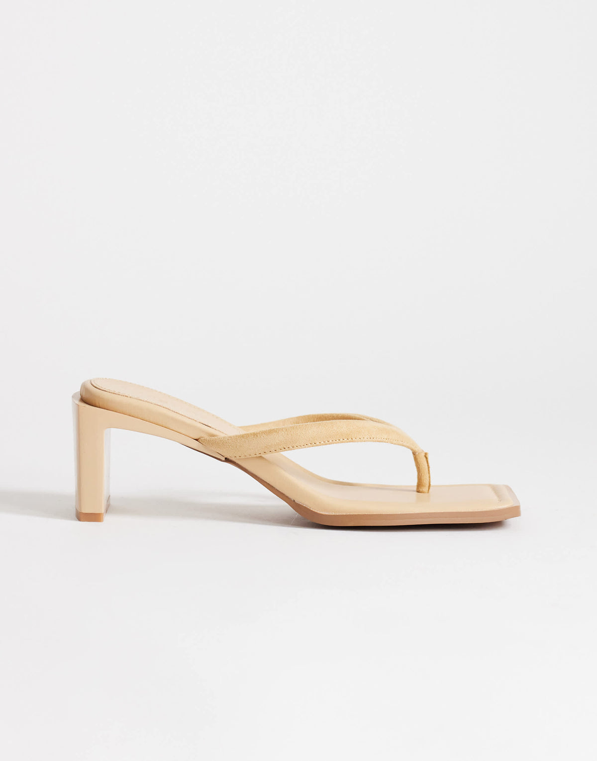 Topshop Sadie toe thong mid heel in camel