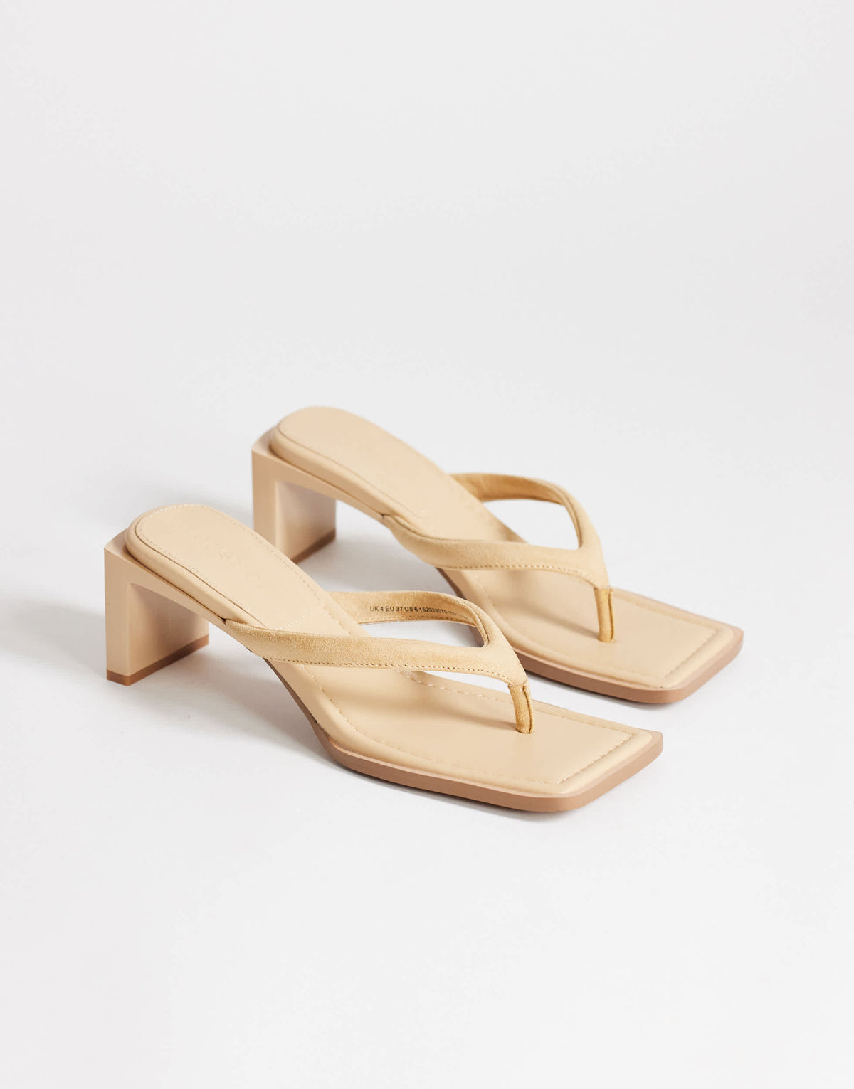 Topshop Sadie toe thong mid heel in camel