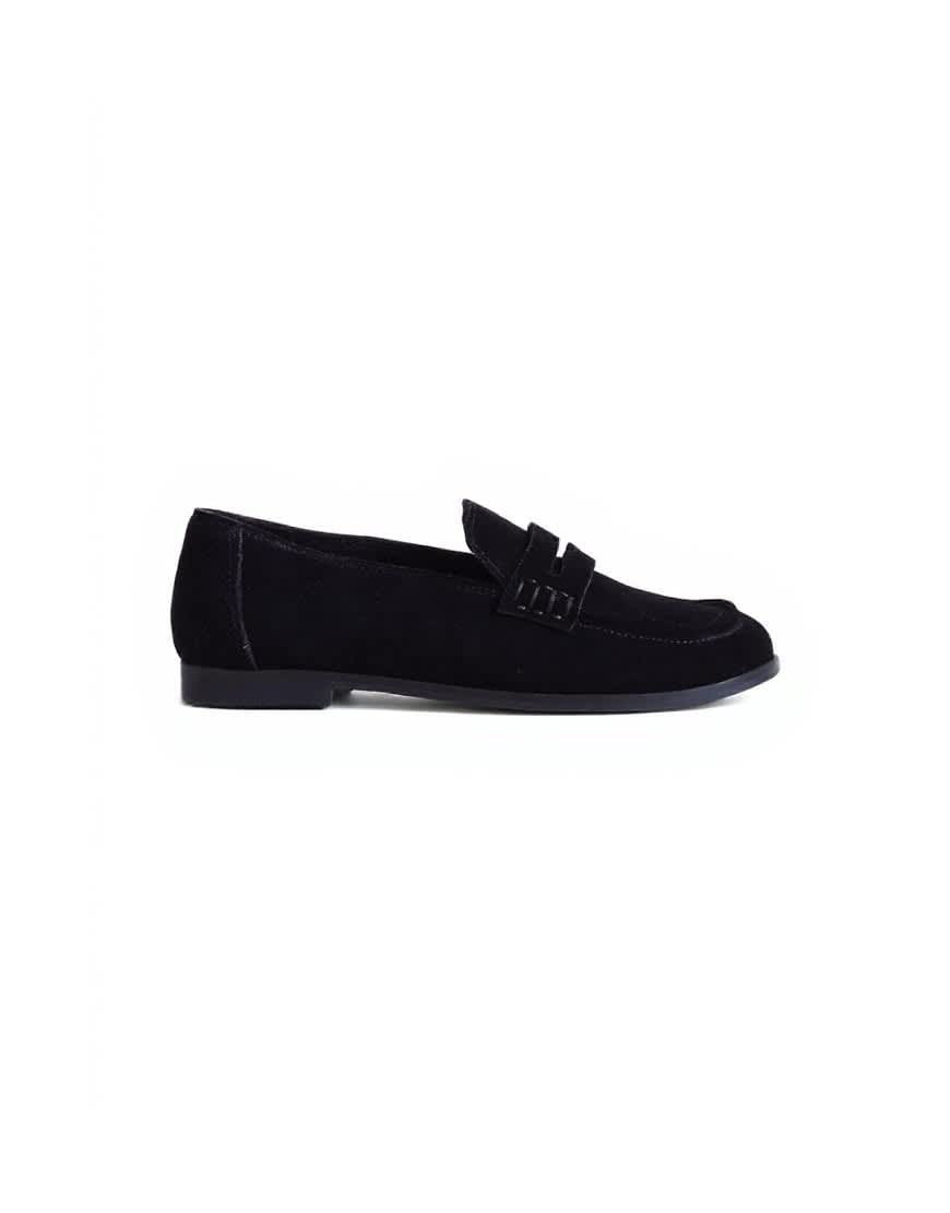 Topshop Charlie real leather flat loafer in black suede