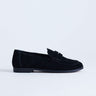 Topshop Charlie flache Loafer aus echtem Leder in Schwarz-Veloursleder