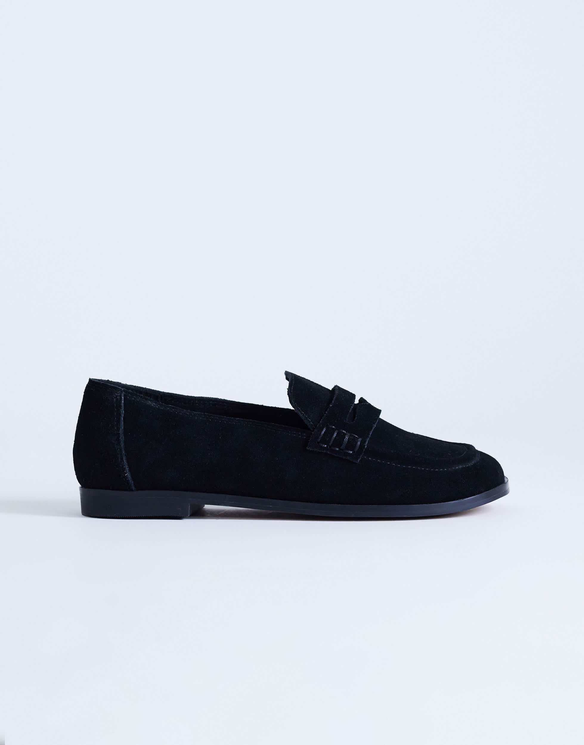 Topshop Charlie real leather flat loafer in black suede