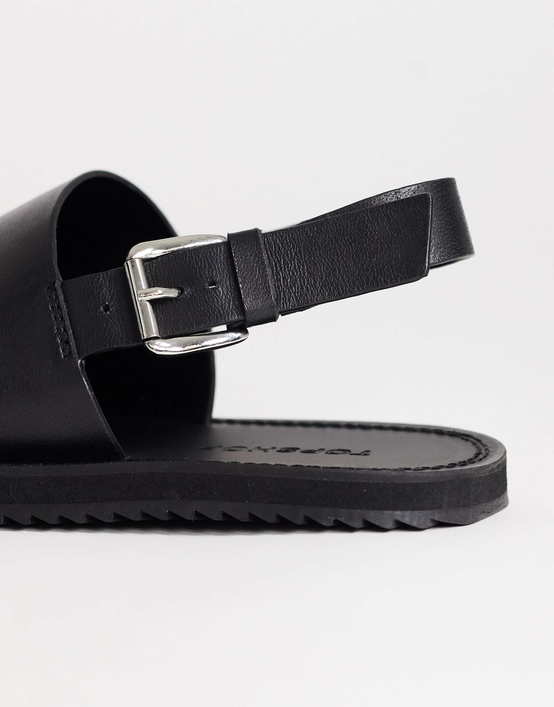 Topshop Ella leather toe loop sandal in black