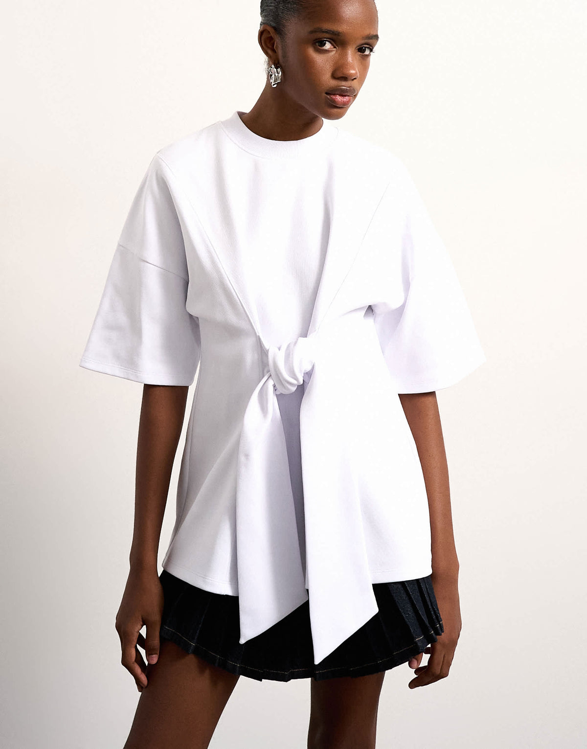 Tolu Coker x Topshop seam tie detail tee design in ecru