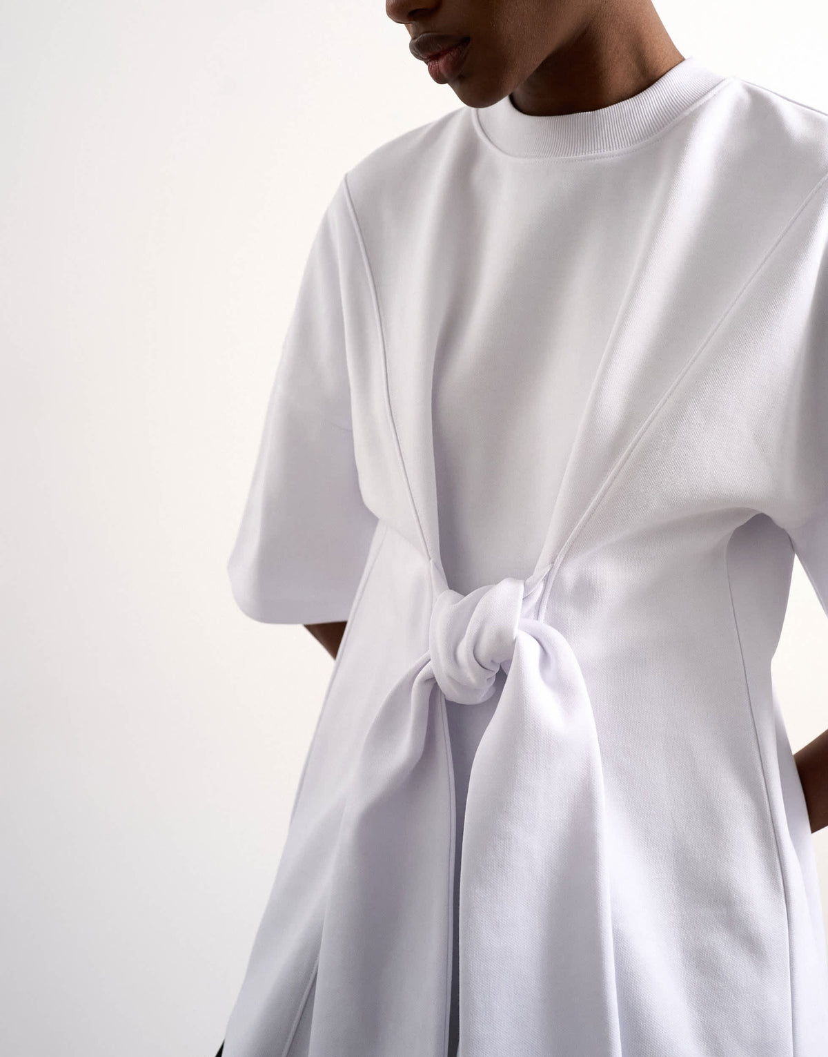 Tolu Coker x Topshop seam tie detail tee design in ecru