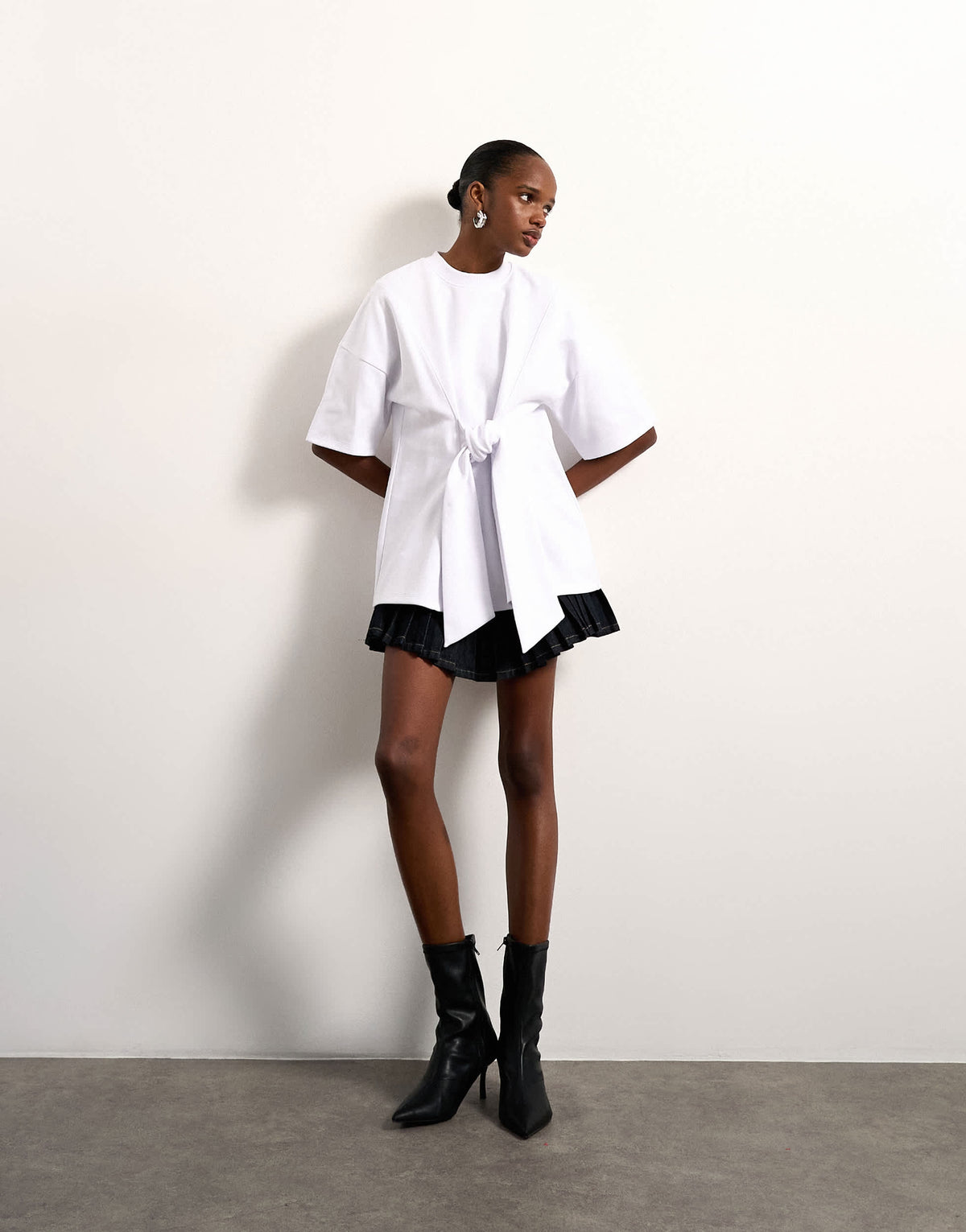 Tolu Coker x Topshop seam tie detail tee design in ecru