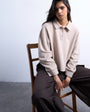 Topshop soft touch boxy long sleeve polo in taupe