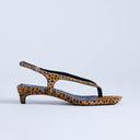 Topshop Sunshine toe thong mid heel sandal in deer print hair on real leather