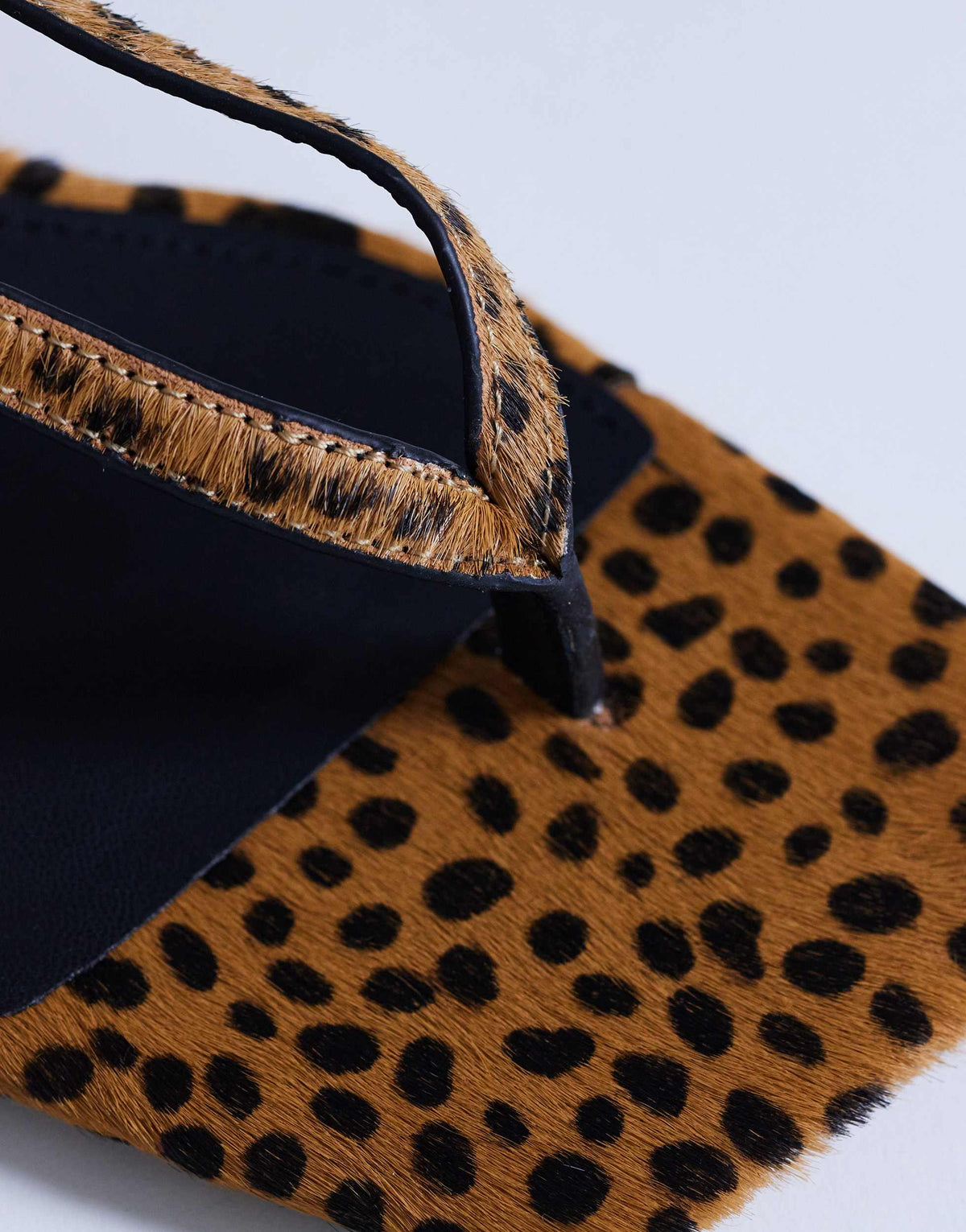 Topshop Sunshine toe thong mid heel sandal in deer print hair on real leather 