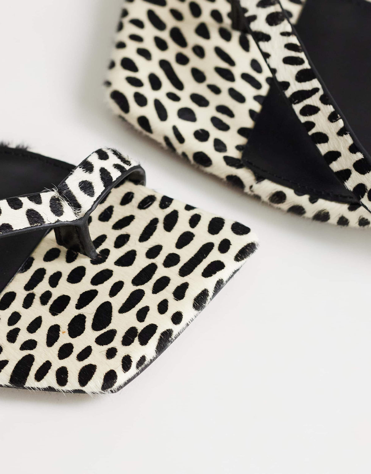 Topshop Sophie strappy mid heel sandal in dalmatian print hair on real leather