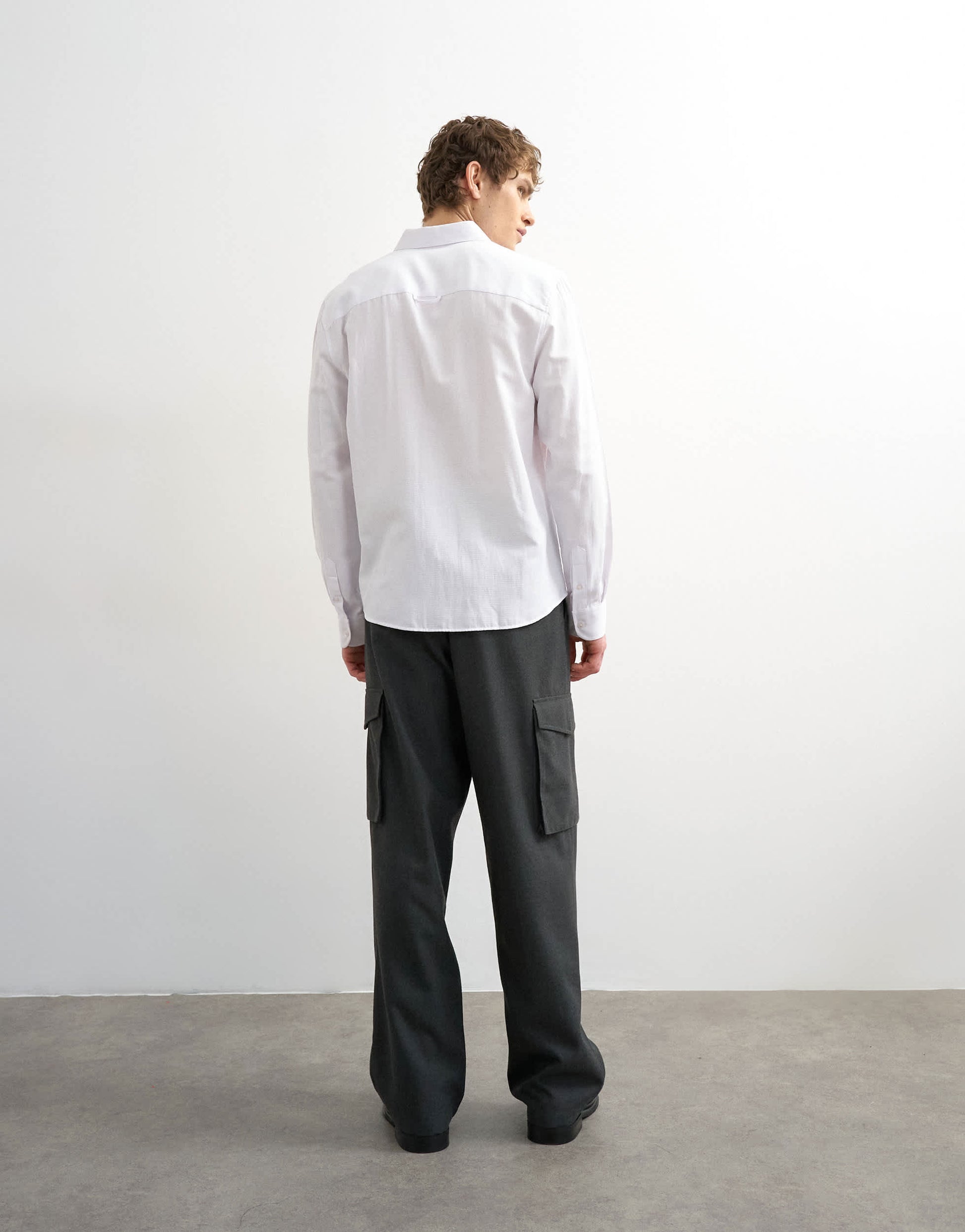 Topman wide leg belted smart trouser with side pockets in charcoal