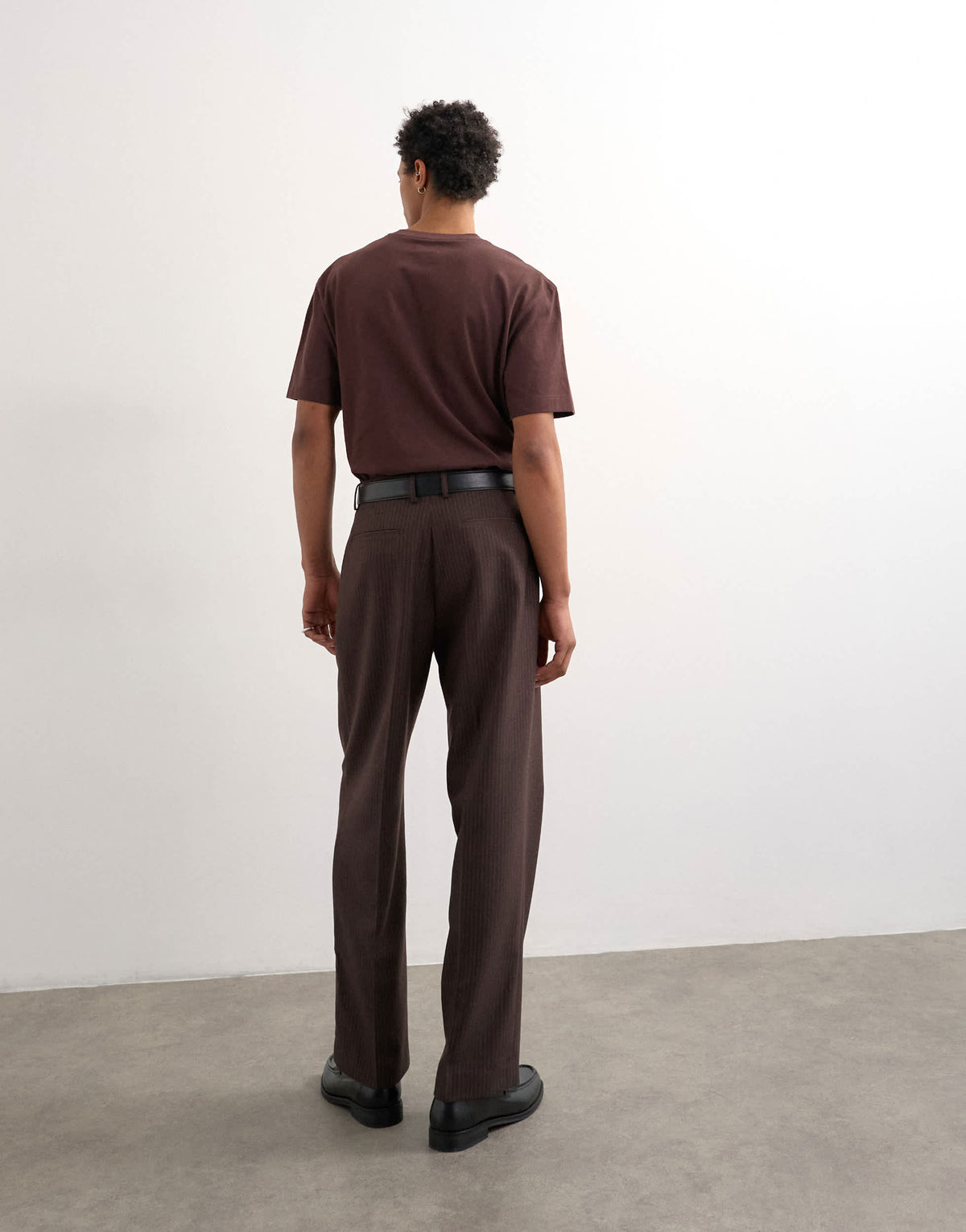 Topman wide leg pinstripe trousers in brown