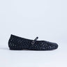Topshop Bobbi leather woven ballet in black
