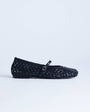 Topshop Bobbi leather woven ballet in black