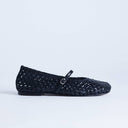 Topshop Bobbi leather woven ballet in black