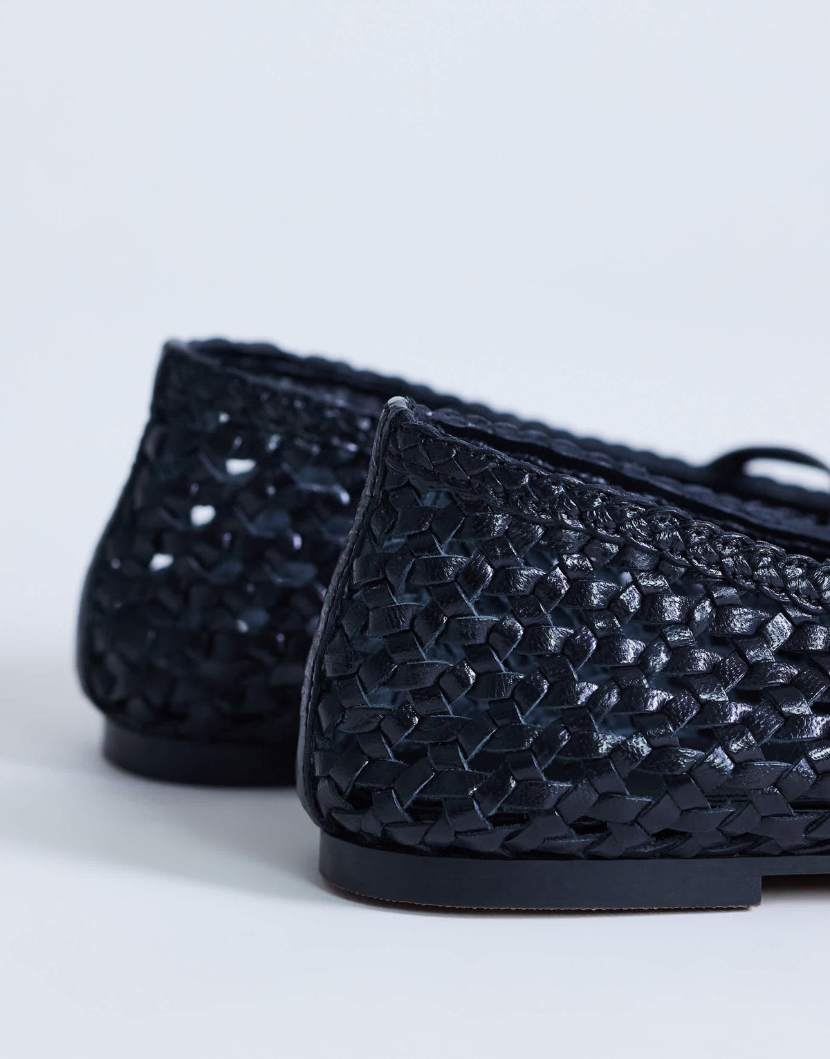 Topshop Bobbi leather woven ballet in black