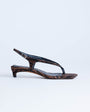Topshop Sunshine toe thong mid heel sandal in brown zebra hair on real leather 