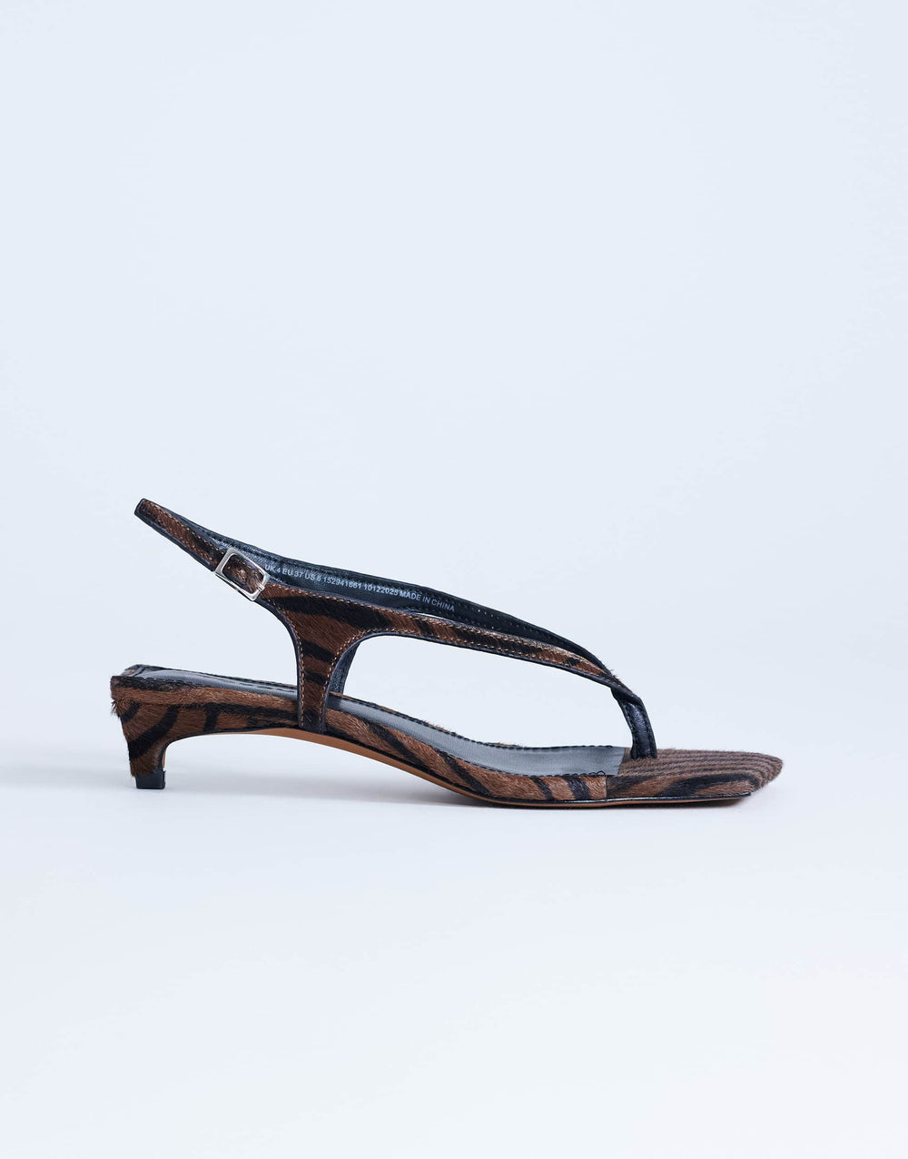 Sandales Topshop Sunshine à talon moyen avec bride d'orteil en zèbre marron en cuir véritable à poils