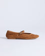 Topshop Bonnie real suede woven ballet in tan