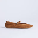 Topshop Bonnie real suede woven ballet in tan
