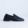 Topshop Bali real leather weave flat shoe loafer in black