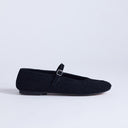 Topshop Bonnie real suede woven ballet in black