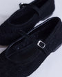 Topshop Bonnie real suede woven ballet in black