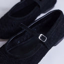 Topshop Bonnie real suede woven ballet in black