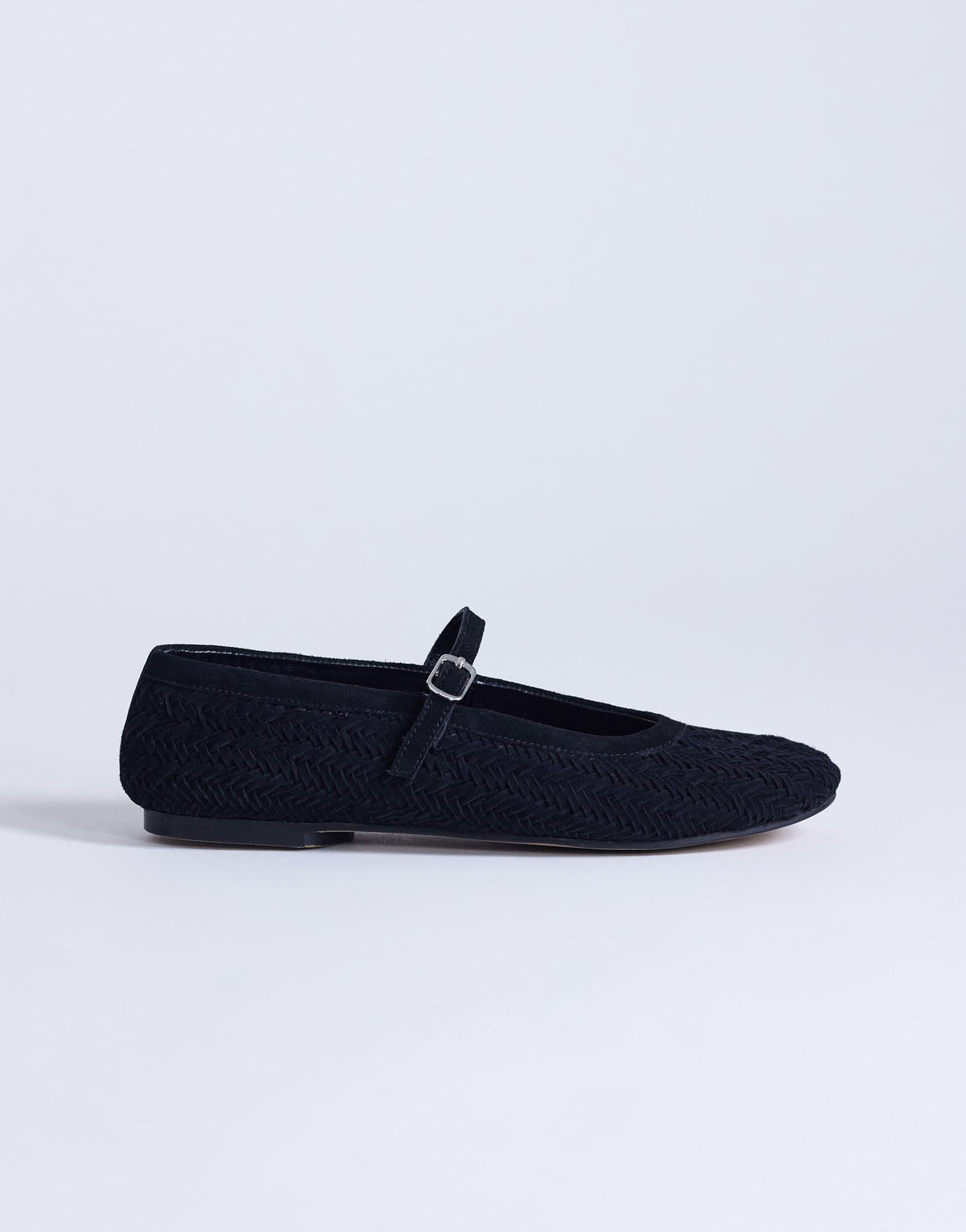 Topshop Bonnie real suede woven ballet in black