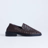 Topshop Bali real leather weave flat shoe loafer in chocolate