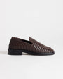 Topshop Bali real leather weave flat shoe loafer in chocolate