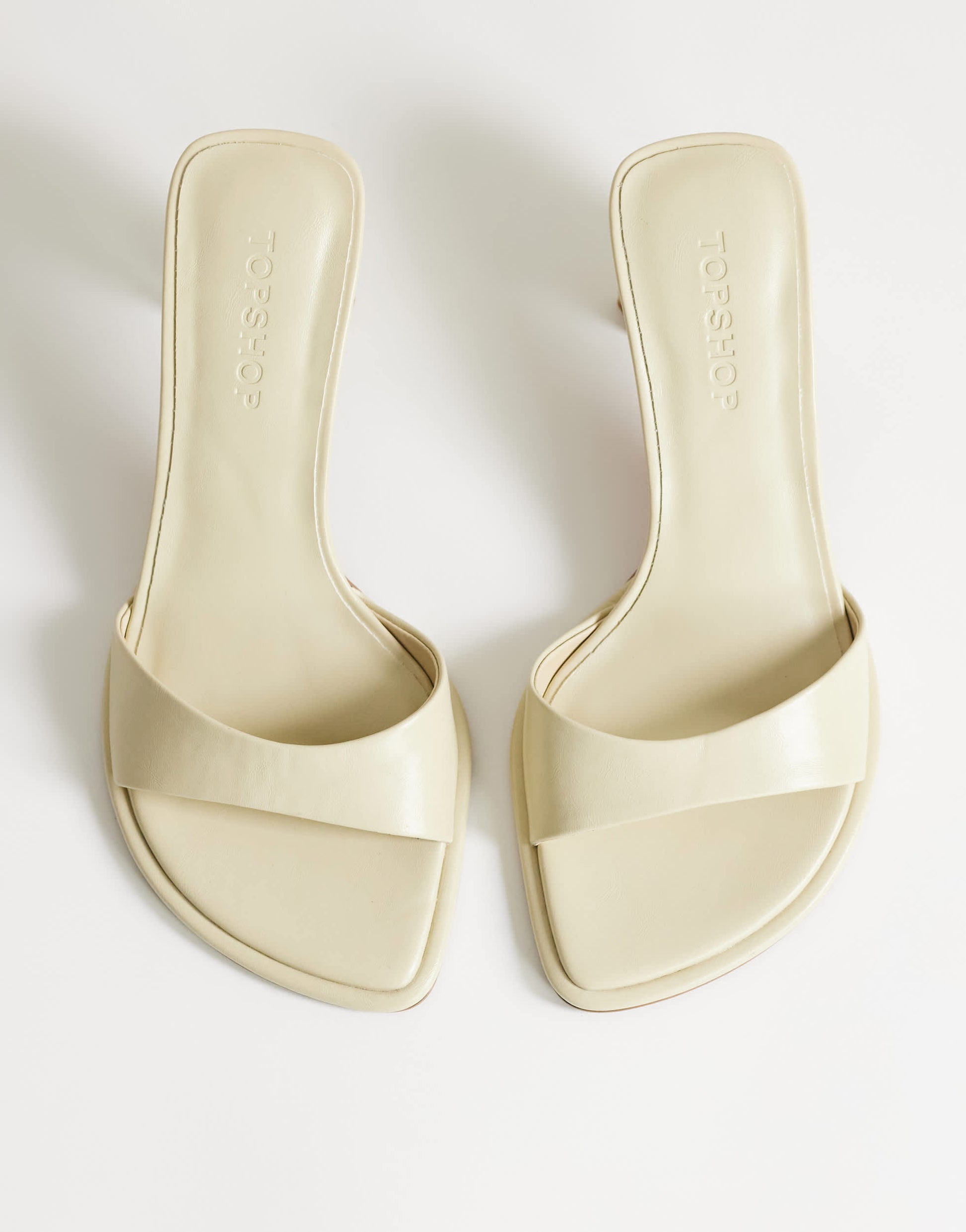 Topshop Ari mule mid heeled sandal in off white