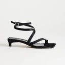 Topshop Sophie strappy mid heel sandal in black print hair on real leather