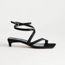 Topshop Sophie strappy mid heel sandal in black print hair on real leather