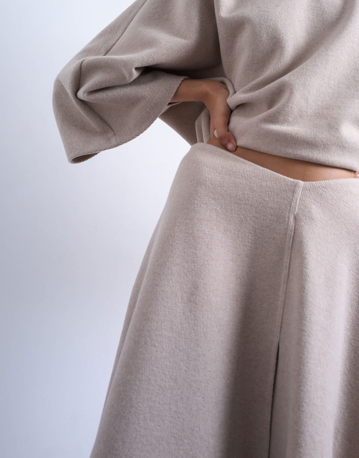Topshop soft touch hanky hem asymmetric skirt co-ord in taupe