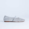 Topshop Bobbi leather woven ballet in silver